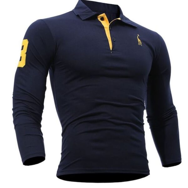 ⁦Embroidered Deer Digital Polo Collar Men's Long Sleeve⁩ - الصورة ⁦7⁩