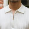 ⁦All-matching Slim Fit Sunken Stripe Knitwear Short Sleeve⁩ - الصورة ⁦9⁩