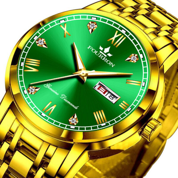 ⁦New Luminous Double Calendar Quartz Stainless Steel Waterproof Men's Watch With Watch⁩ - الصورة ⁦3⁩