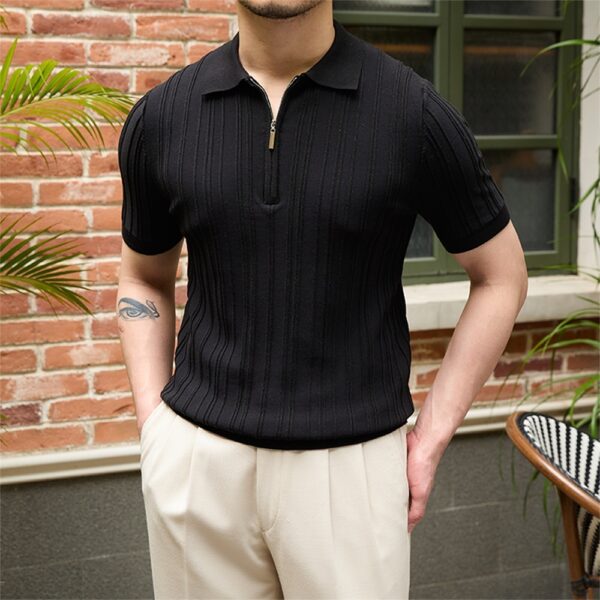 ⁦All-matching Slim Fit Sunken Stripe Knitwear Short Sleeve⁩ - الصورة ⁦10⁩