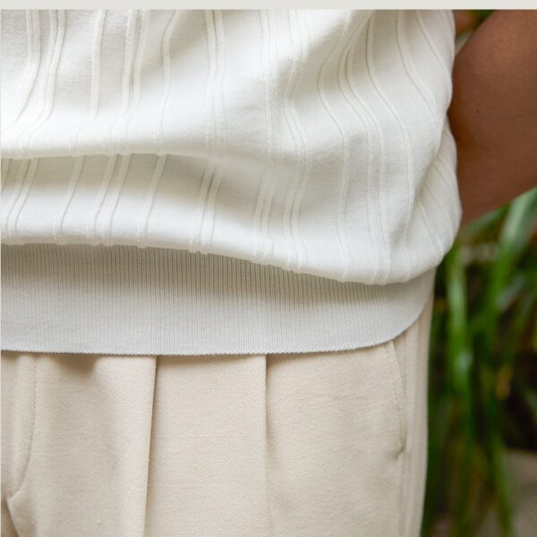 ⁦All-matching Slim Fit Sunken Stripe Knitwear Short Sleeve⁩ - الصورة ⁦2⁩