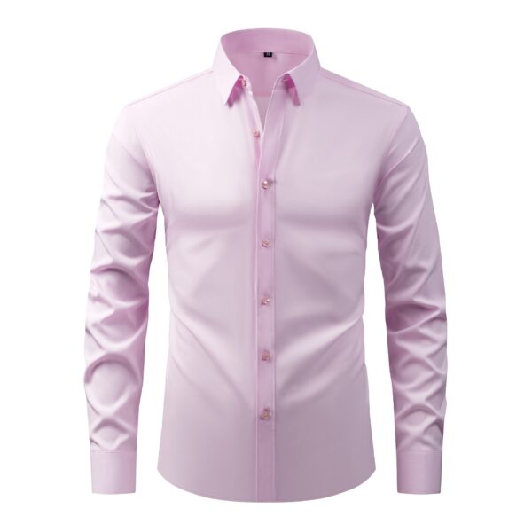 ⁦Full Elastic Force Natural Color Button Men's Plus Size Shirt⁩ - الصورة ⁦10⁩