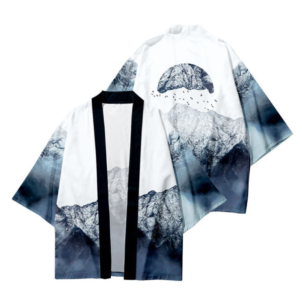 ⁦Summer Haori Kimono Stitching Print Three-quarter Shirt⁩ - الصورة ⁦2⁩