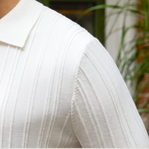⁦All-matching Slim Fit Sunken Stripe Knitwear Short Sleeve⁩ - الصورة ⁦8⁩