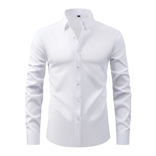 ⁦Full Elastic Force Natural Color Button Men's Plus Size Shirt⁩ - الصورة ⁦5⁩