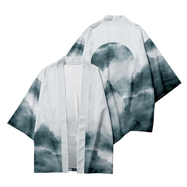 ⁦Summer Haori Kimono Stitching Print Three-quarter Shirt⁩ - الصورة ⁦5⁩
