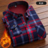 ⁦Men's Plus Velvet Padded Warm Shirt Long Sleeves⁩ - الصورة ⁦3⁩