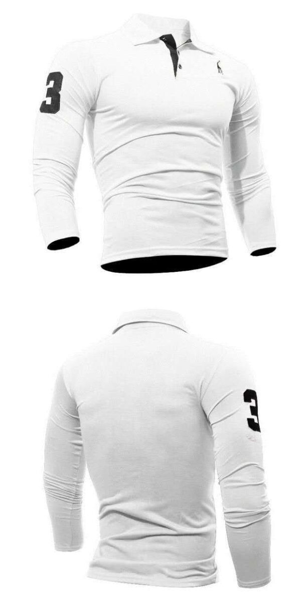 ⁦Embroidered Deer Digital Polo Collar Men's Long Sleeve⁩ - الصورة ⁦4⁩