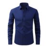 ⁦Full Elastic Force Natural Color Button Men's Plus Size Shirt⁩ - الصورة ⁦4⁩