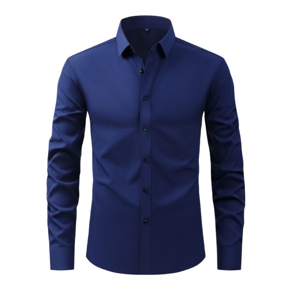 ⁦Full Elastic Force Natural Color Button Men's Plus Size Shirt⁩ - الصورة ⁦4⁩