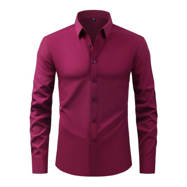 ⁦Full Elastic Force Natural Color Button Men's Plus Size Shirt⁩ - الصورة ⁦7⁩