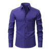 ⁦Full Elastic Force Natural Color Button Men's Plus Size Shirt⁩ - الصورة ⁦2⁩