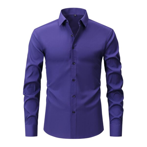 ⁦Full Elastic Force Natural Color Button Men's Plus Size Shirt⁩ - الصورة ⁦2⁩