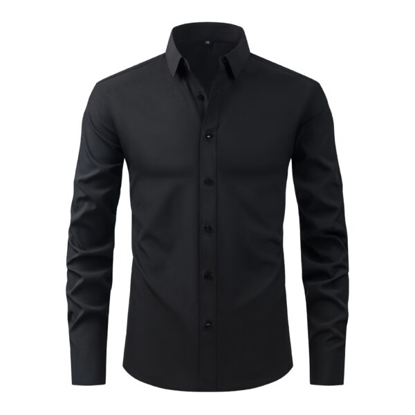 ⁦Full Elastic Force Natural Color Button Men's Plus Size Shirt⁩ - الصورة ⁦6⁩
