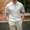 ⁦All-matching Slim Fit Sunken Stripe Knitwear Short Sleeve⁩ - الصورة ⁦5⁩
