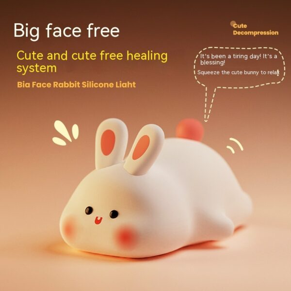 ⁦Cute LED Night Light Touch Sensor Cartoon Kid's Nightlights Big Face Rabbit Silicone Night Light Christmas Gift Bedside Lamp Home Decor⁩ - الصورة ⁦8⁩