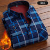 ⁦Men's Plus Velvet Padded Warm Shirt Long Sleeves⁩ - الصورة ⁦4⁩