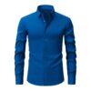 ⁦Full Elastic Force Natural Color Button Men's Plus Size Shirt⁩ - الصورة ⁦9⁩