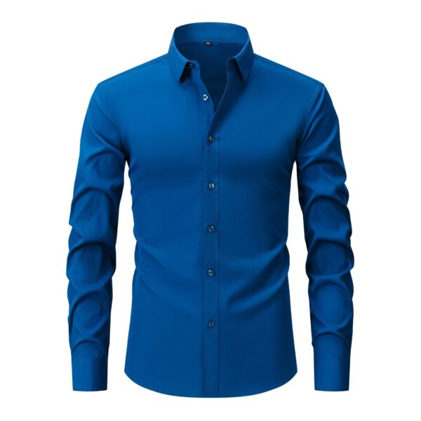 ⁦Full Elastic Force Natural Color Button Men's Plus Size Shirt⁩ - الصورة ⁦9⁩