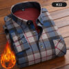 ⁦Men's Plus Velvet Padded Warm Shirt Long Sleeves⁩ - الصورة ⁦5⁩