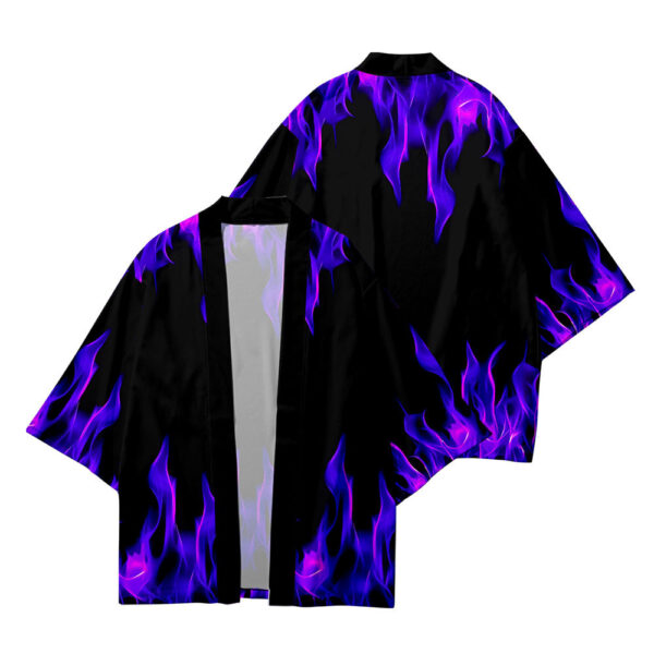 ⁦Summer Haori Kimono Stitching Print Three-quarter Shirt⁩ - الصورة ⁦3⁩