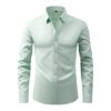 ⁦Full Elastic Force Natural Color Button Men's Plus Size Shirt⁩ - الصورة ⁦8⁩