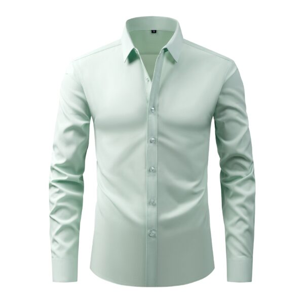 ⁦Full Elastic Force Natural Color Button Men's Plus Size Shirt⁩ - الصورة ⁦8⁩