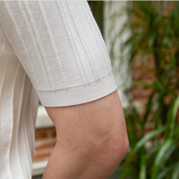 ⁦All-matching Slim Fit Sunken Stripe Knitwear Short Sleeve⁩ - الصورة ⁦4⁩