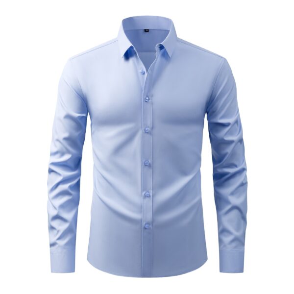 ⁦Full Elastic Force Natural Color Button Men's Plus Size Shirt⁩ - الصورة ⁦3⁩