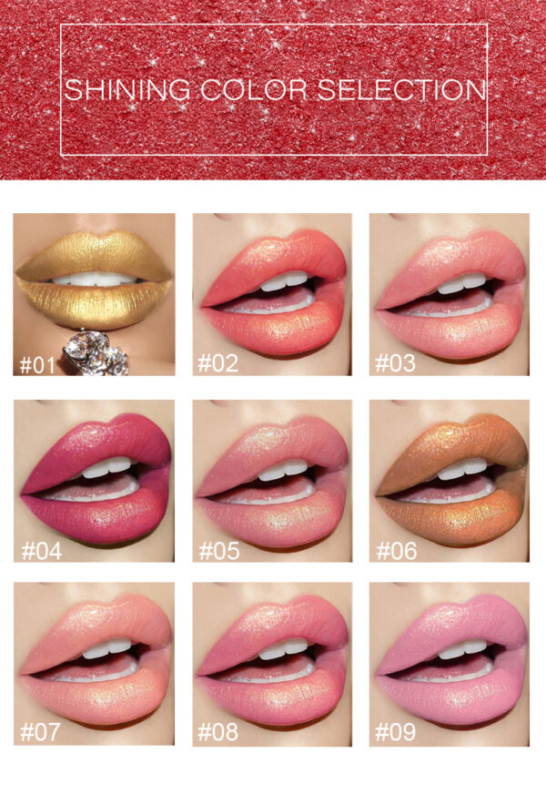 ⁦Shiny Metallic Lipstick Pearlescent Color Temperature Change Lipstick Gilt Lipstick⁩ - الصورة ⁦8⁩