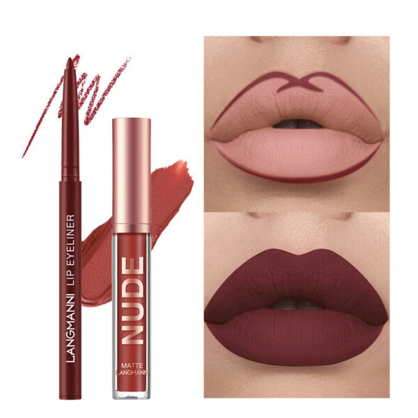 ⁦Lip Liner And Lipstick Makeup 12 Pcs Set 6 Matte Lipstick 6 Lip Liner Pens Waterproof Long Lasting Matte Lipstick Beauty Cosmetics Makeup Gift For Girls Lipstick Set⁩ - الصورة ⁦6⁩