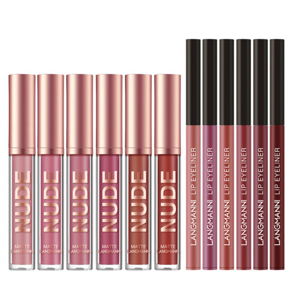 ⁦Lip Liner And Lipstick Makeup 12 Pcs Set 6 Matte Lipstick 6 Lip Liner Pens Waterproof Long Lasting Matte Lipstick Beauty Cosmetics Makeup Gift For Girls Lipstick Set⁩ - الصورة ⁦2⁩