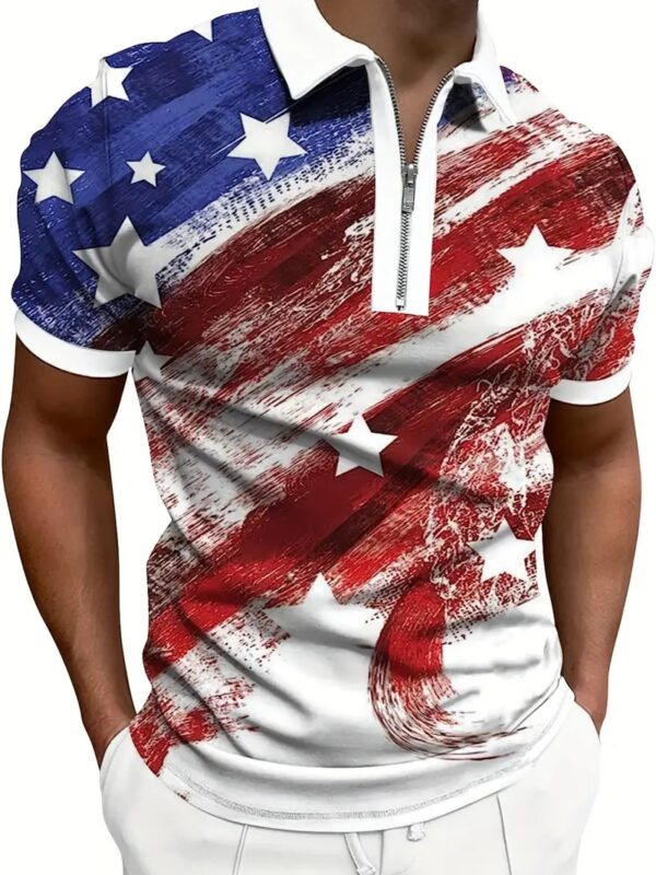 ⁦Men's Print Breathable Fashion Polo Shirt Top⁩ - الصورة ⁦3⁩